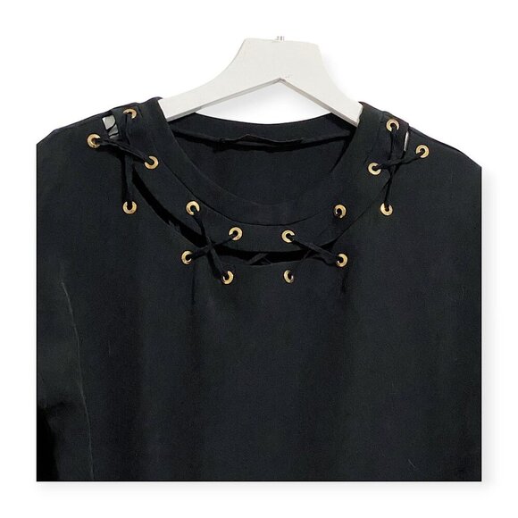 Zara Black Grommet Lace-Up Tunic Dress Size S - Picture 6 of 13